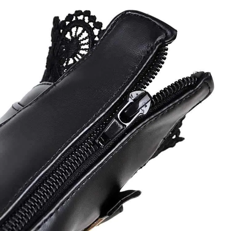 Ankle Strap Laces Chunky Heel England Style Lace Up Boots