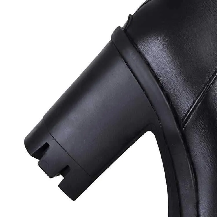 Ankle Strap Laces Chunky Heel England Style Lace Up Boots