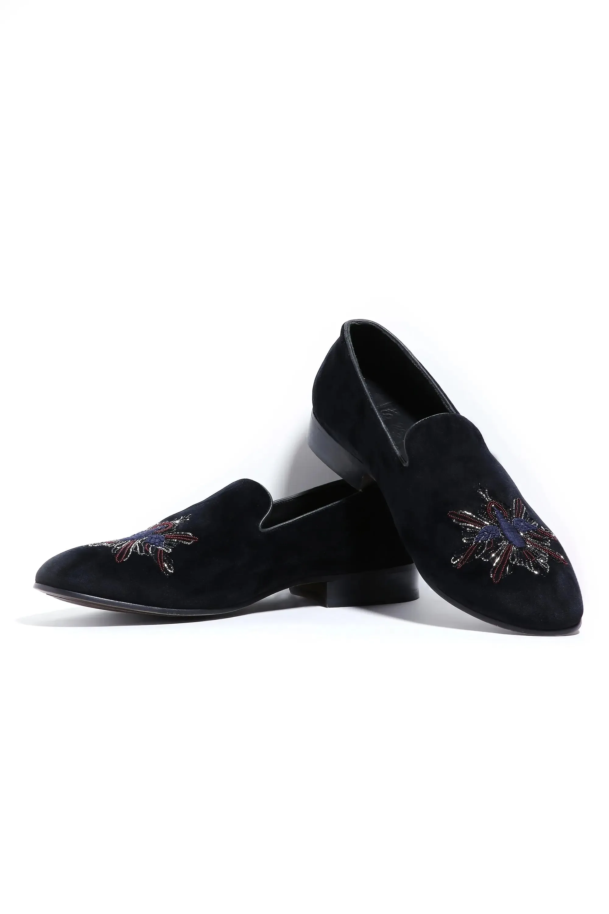 Avian Elegance Velvet Slip-Ons