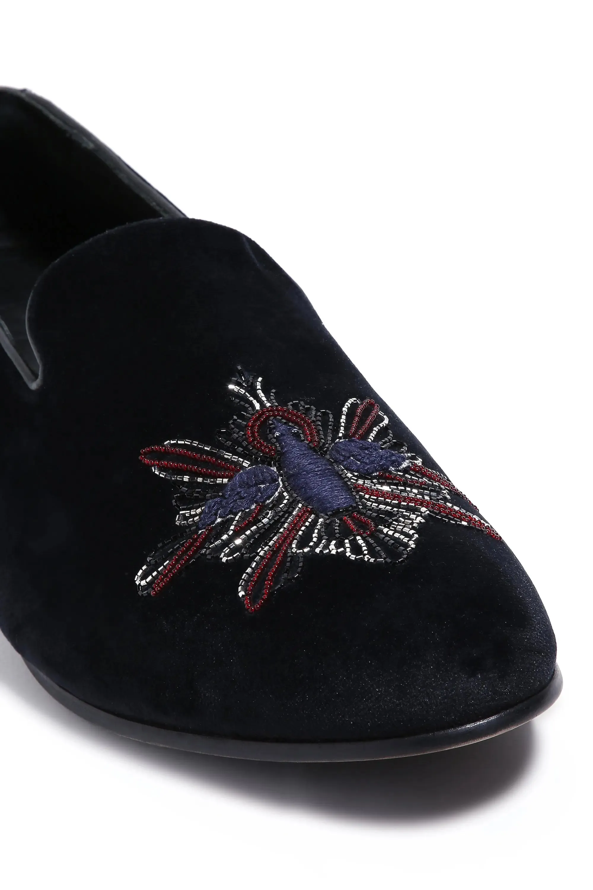 Avian Elegance Velvet Slip-Ons