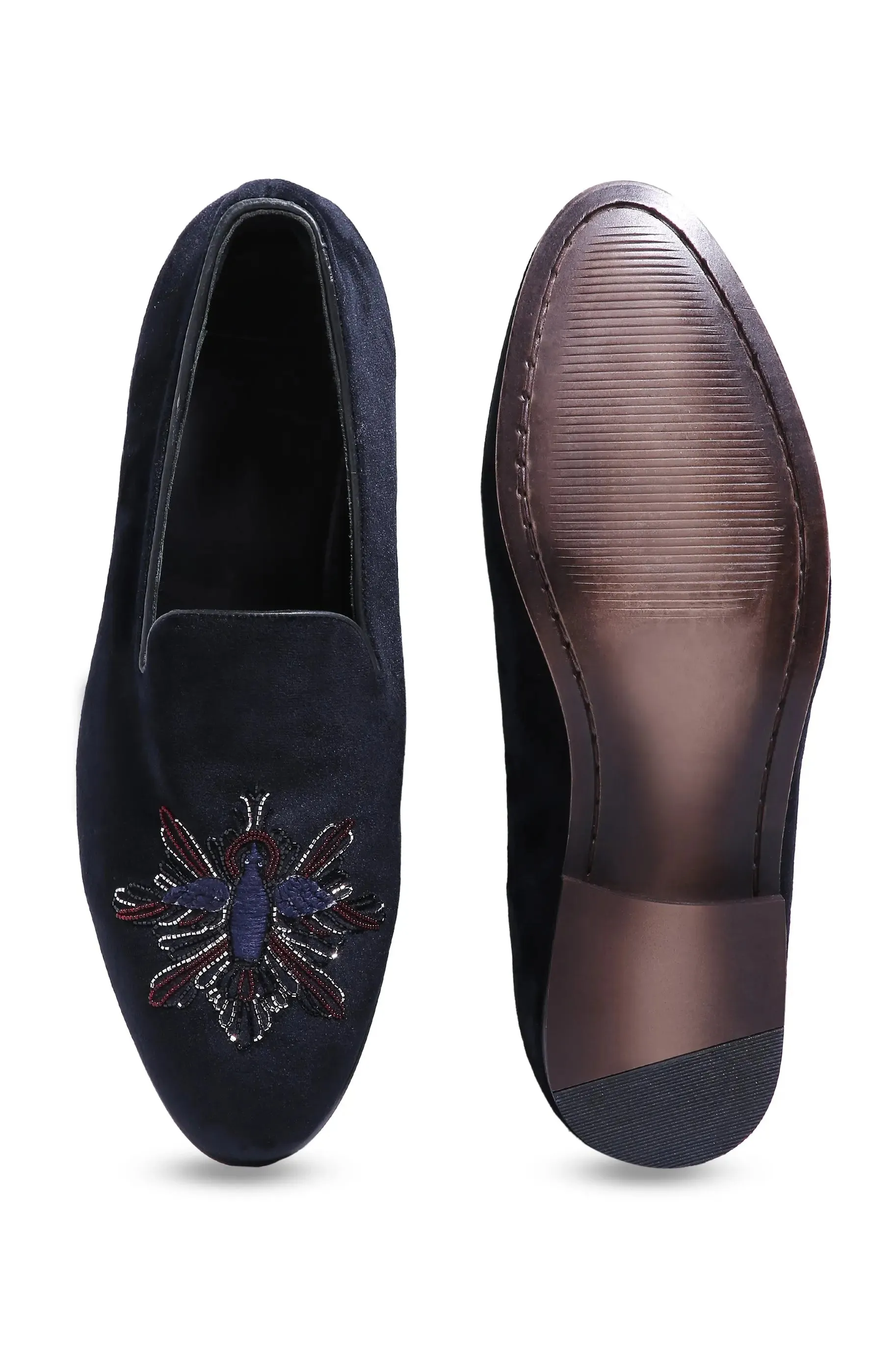 Avian Elegance Velvet Slip-Ons