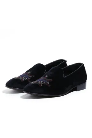 Avian Elegance Velvet Slip-Ons