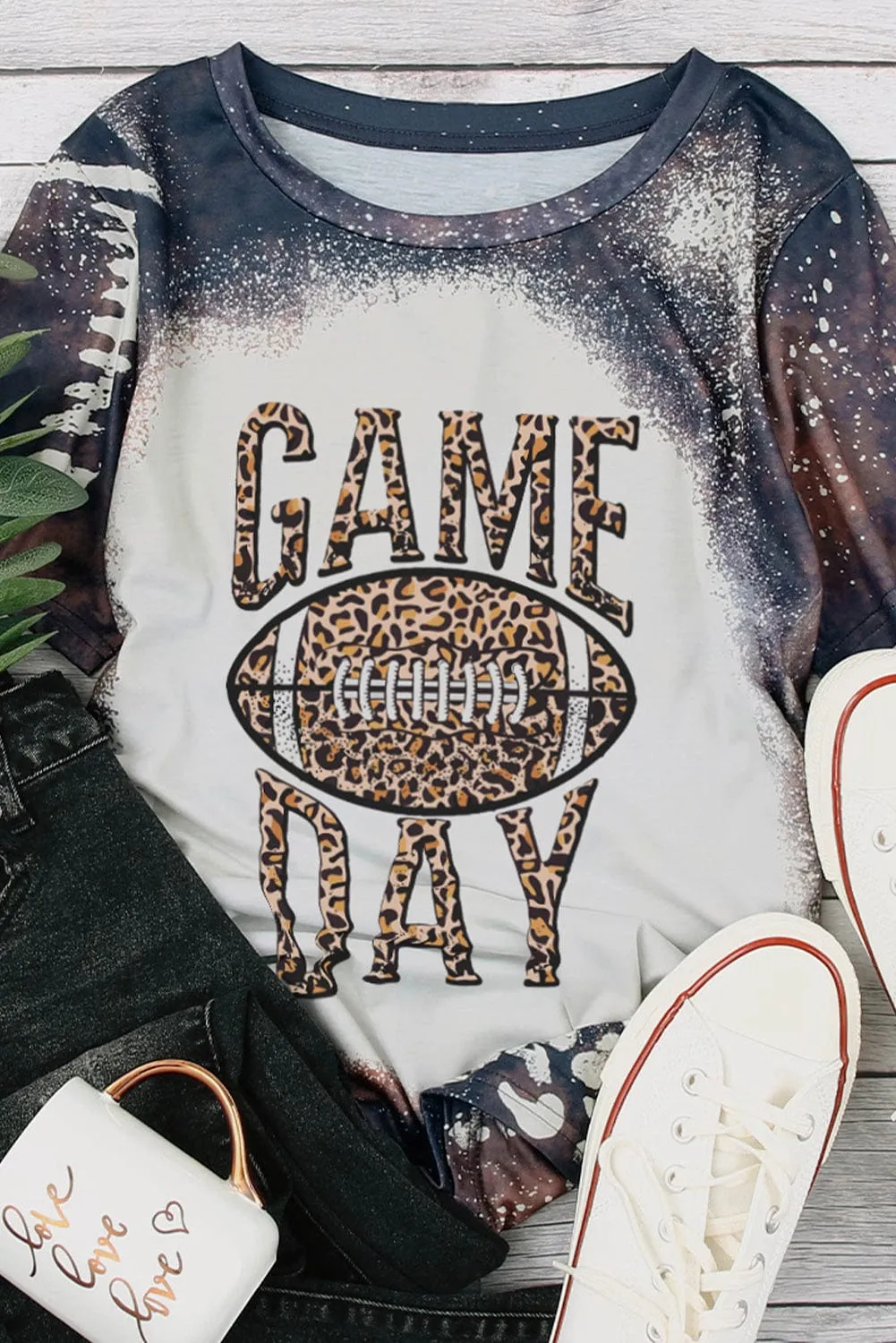 Beige Leopard Football Graphic Sweatshirt