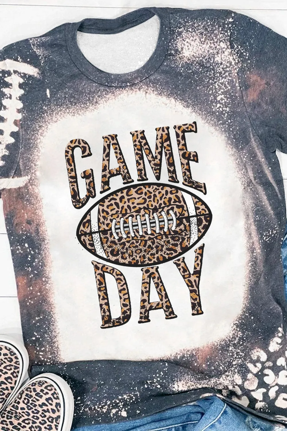 Beige Leopard Football Graphic Sweatshirt