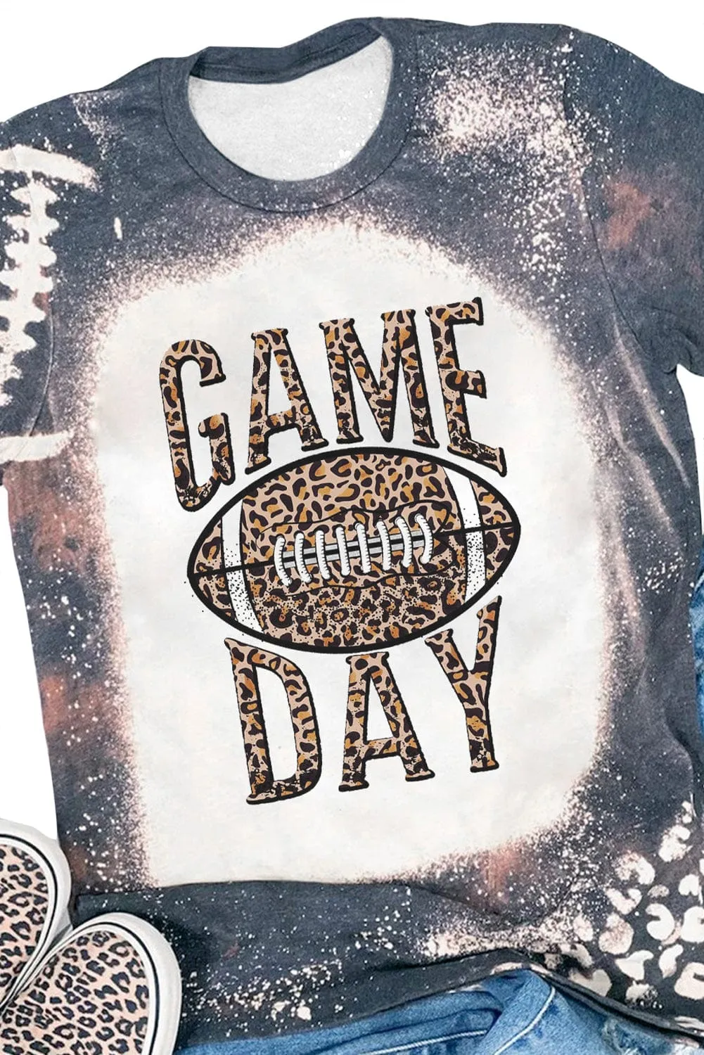 Beige Leopard Football Graphic Sweatshirt