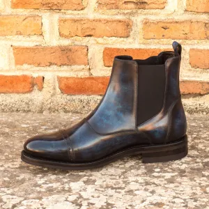 Blue Thunder - Unique Hand-Painted Patina Military Style Brogue by Le Ruux