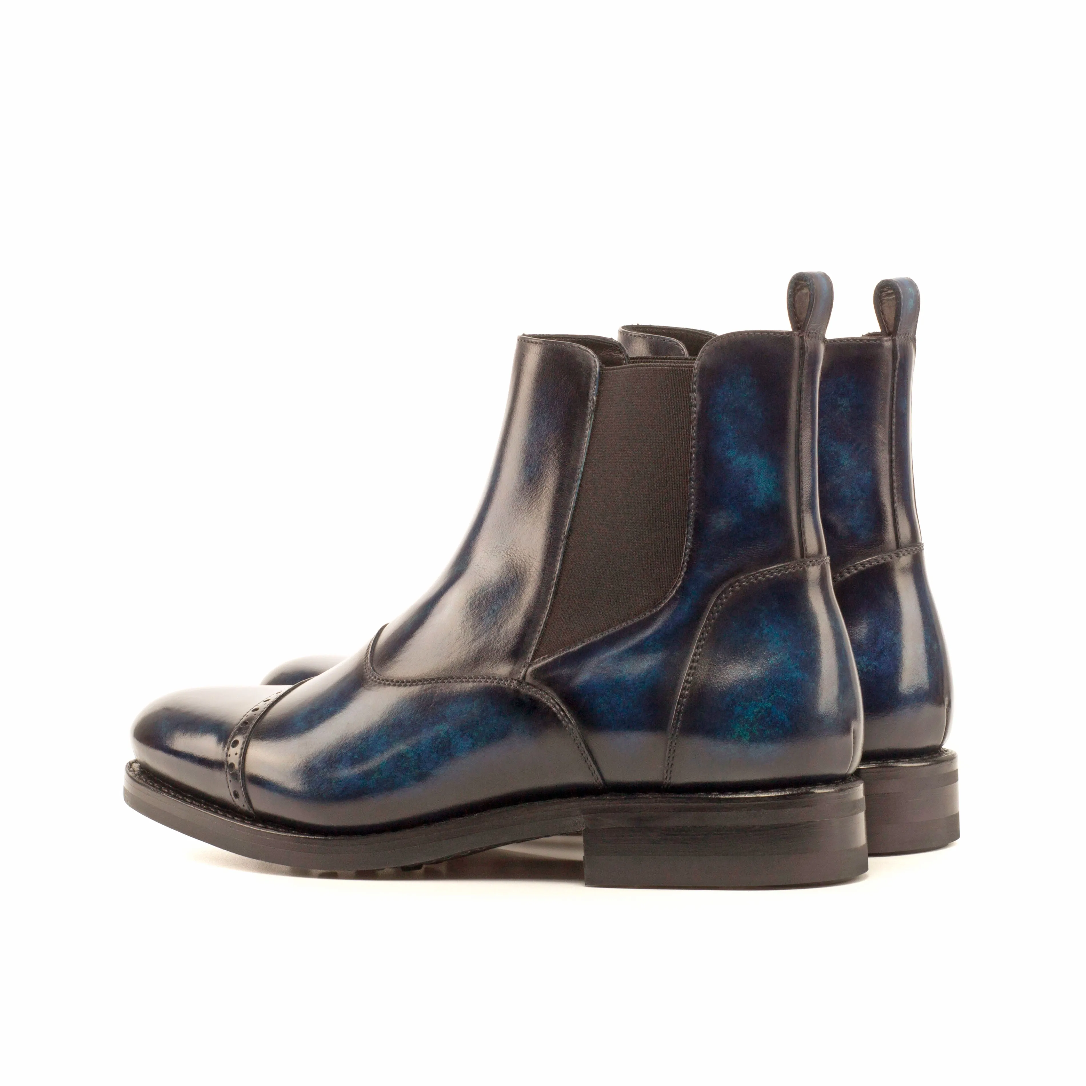 Blue Thunder - Unique Hand-Painted Patina Military Style Brogue by Le Ruux
