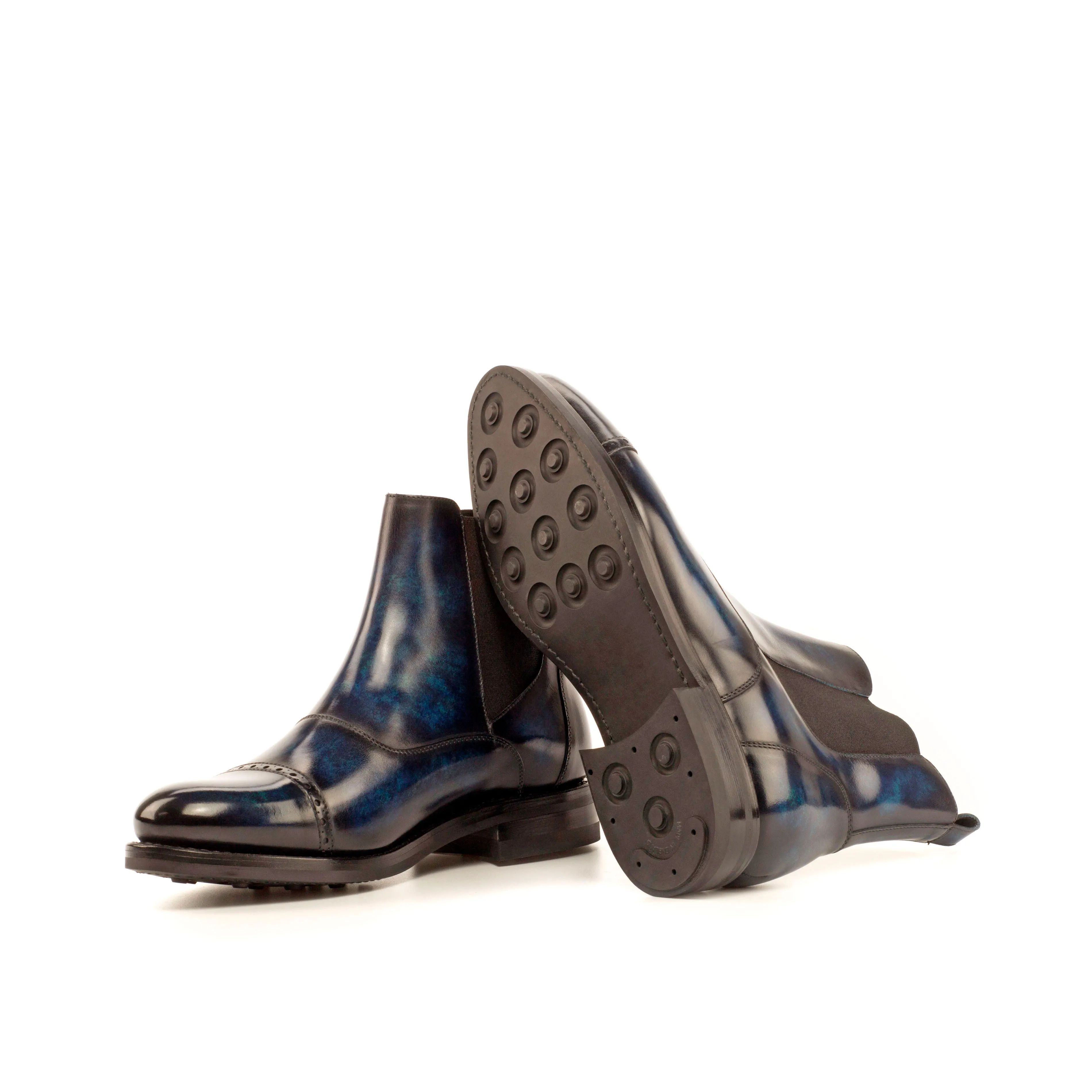 Blue Thunder - Unique Hand-Painted Patina Military Style Brogue by Le Ruux