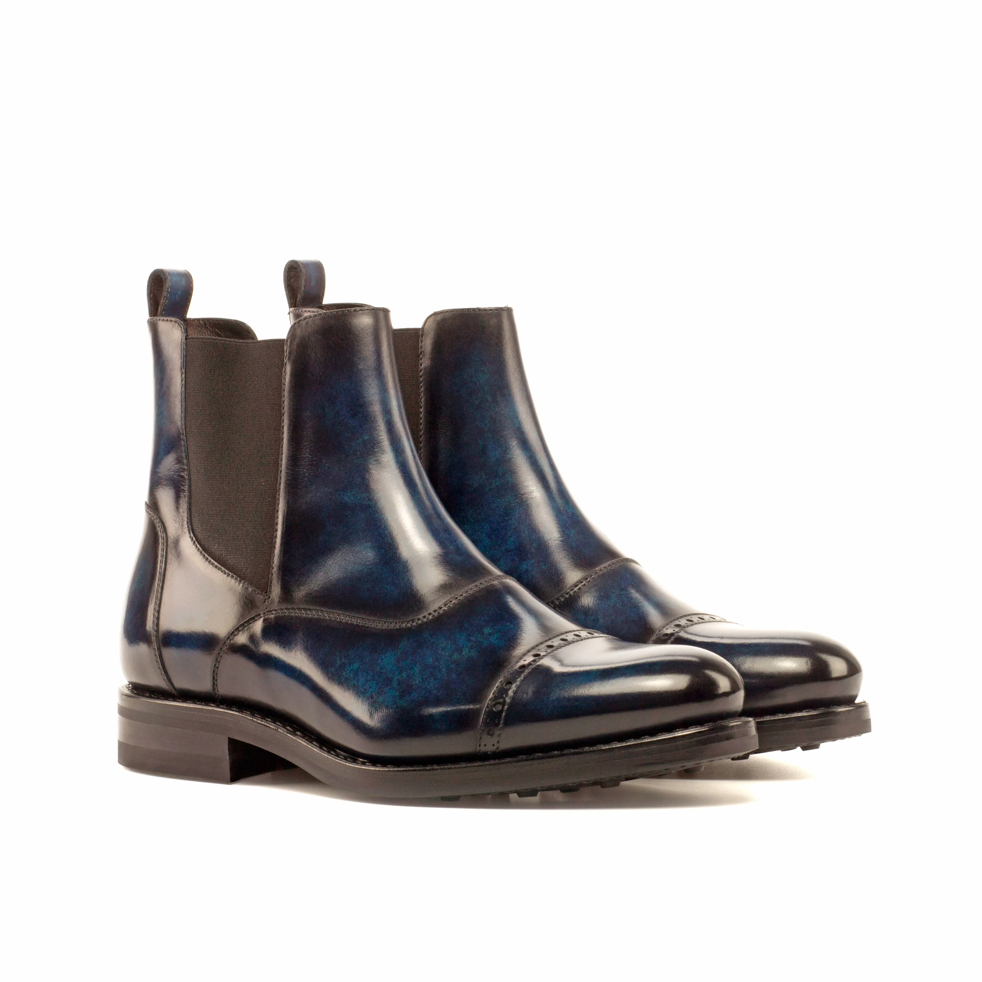 Blue Thunder - Unique Hand-Painted Patina Military Style Brogue by Le Ruux