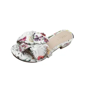 Cecelia New York Lila Spring Garden Flower Slip On Open Toe Flat Slide Sandals