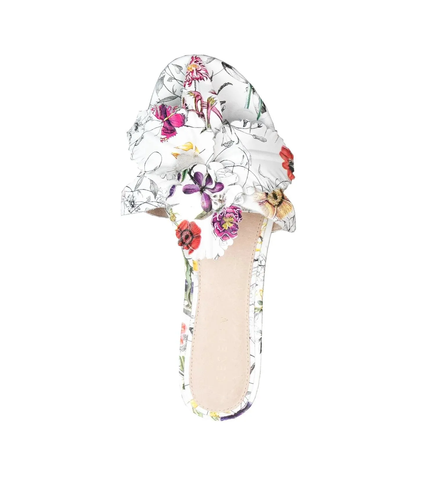 Cecelia New York Lila Spring Garden Flower Slip On Open Toe Flat Slide Sandals