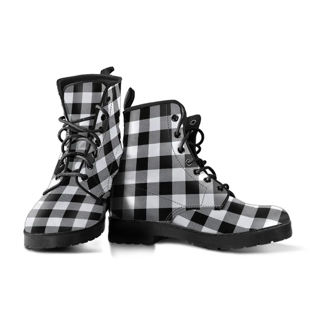 Combat Boots-Black and White Series 103, Vegan Leather