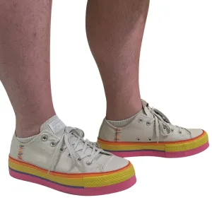 Converse Rainbow and Off-White Lift Low Top Sneakers (8 Women / 6 Men)