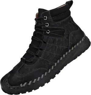 Men Work Boots Slip On Hiking Sneakers Warm Fur Lined Womens Safety Shoes Non Steel Toe Waterproof Outdoor Shoes Lightweight Hike Grounded Footwear