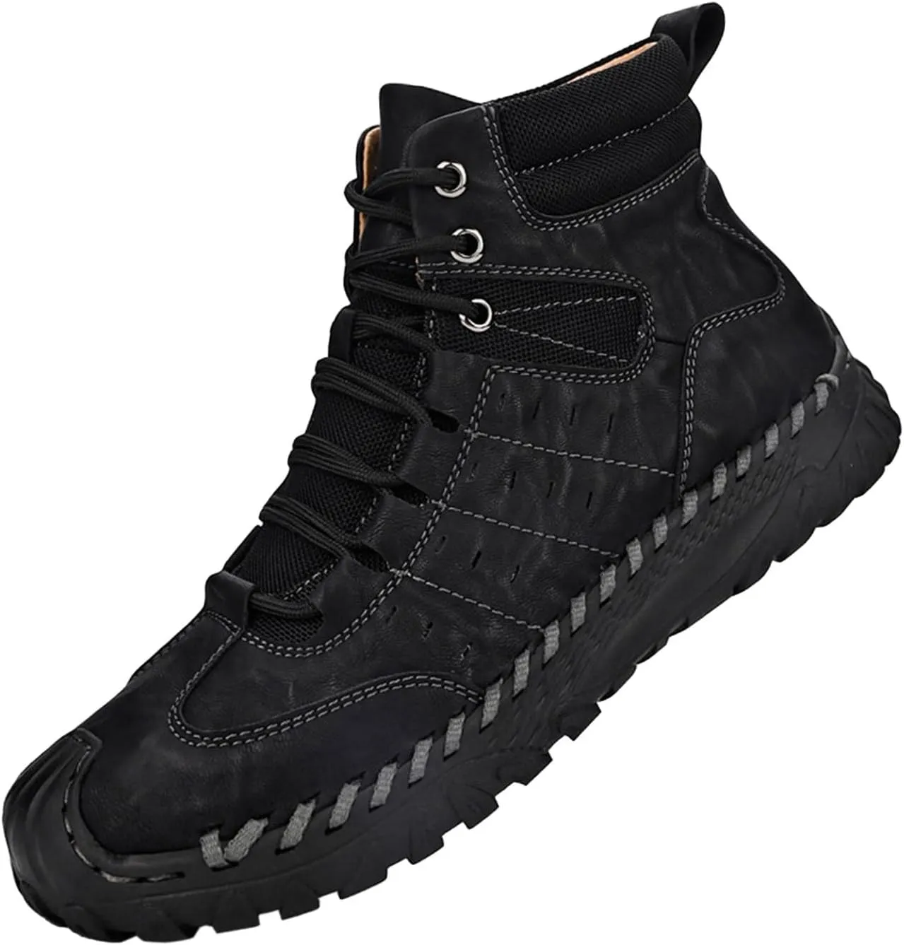 Men Work Boots Slip On Hiking Sneakers Warm Fur Lined Womens Safety Shoes Non Steel Toe Waterproof Outdoor Shoes Lightweight Hike Grounded Footwear