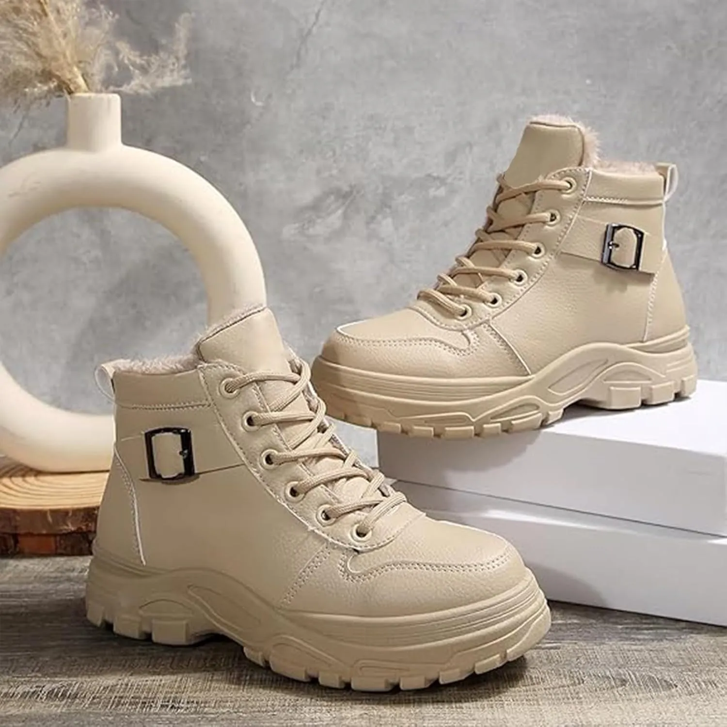 Men Work Boots Waterproof Hiking Sneakers Fur Lined Ankle Boot Women's Safety Shoes Insulated Platform Shoes Composite Toe Botas Hike Grounded Footwear