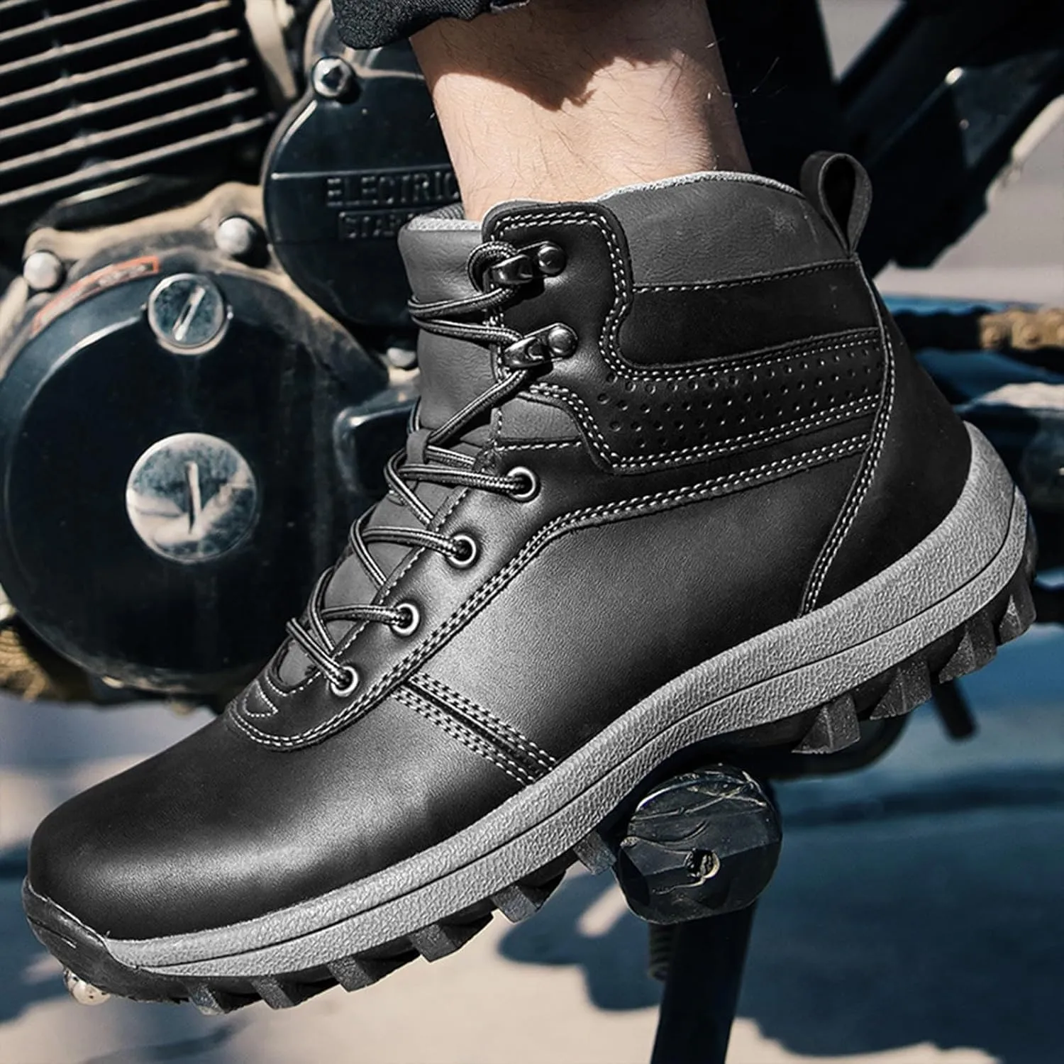 Men Work Boots Wide Width Hiking Sneakers Shoes with Hook Loop Womens Working Shoes Nonslip Outdoor Botas Waterproof Soft Toe Work Hike Grounded Footwear