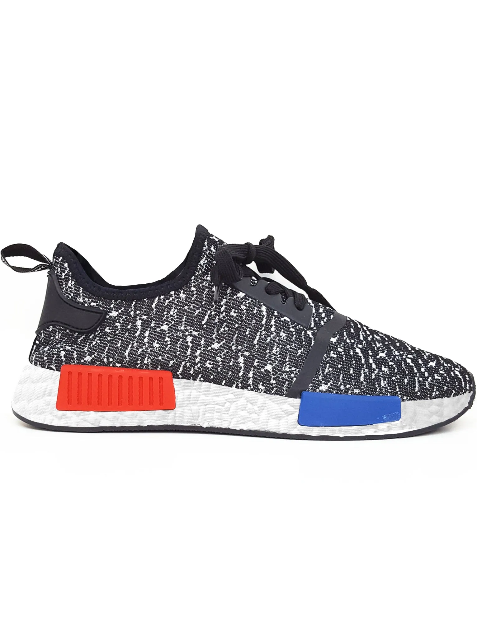 Mens Alec Lace Up Fashion Trainers in Black / White Print