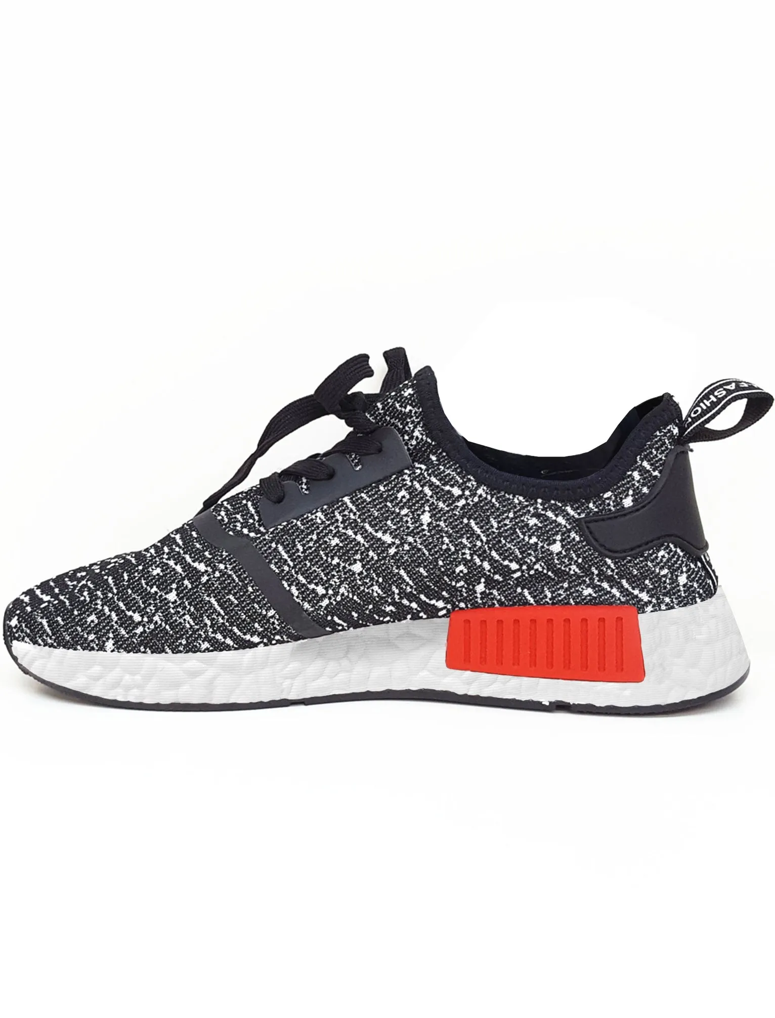 Mens Alec Lace Up Fashion Trainers in Black / White Print