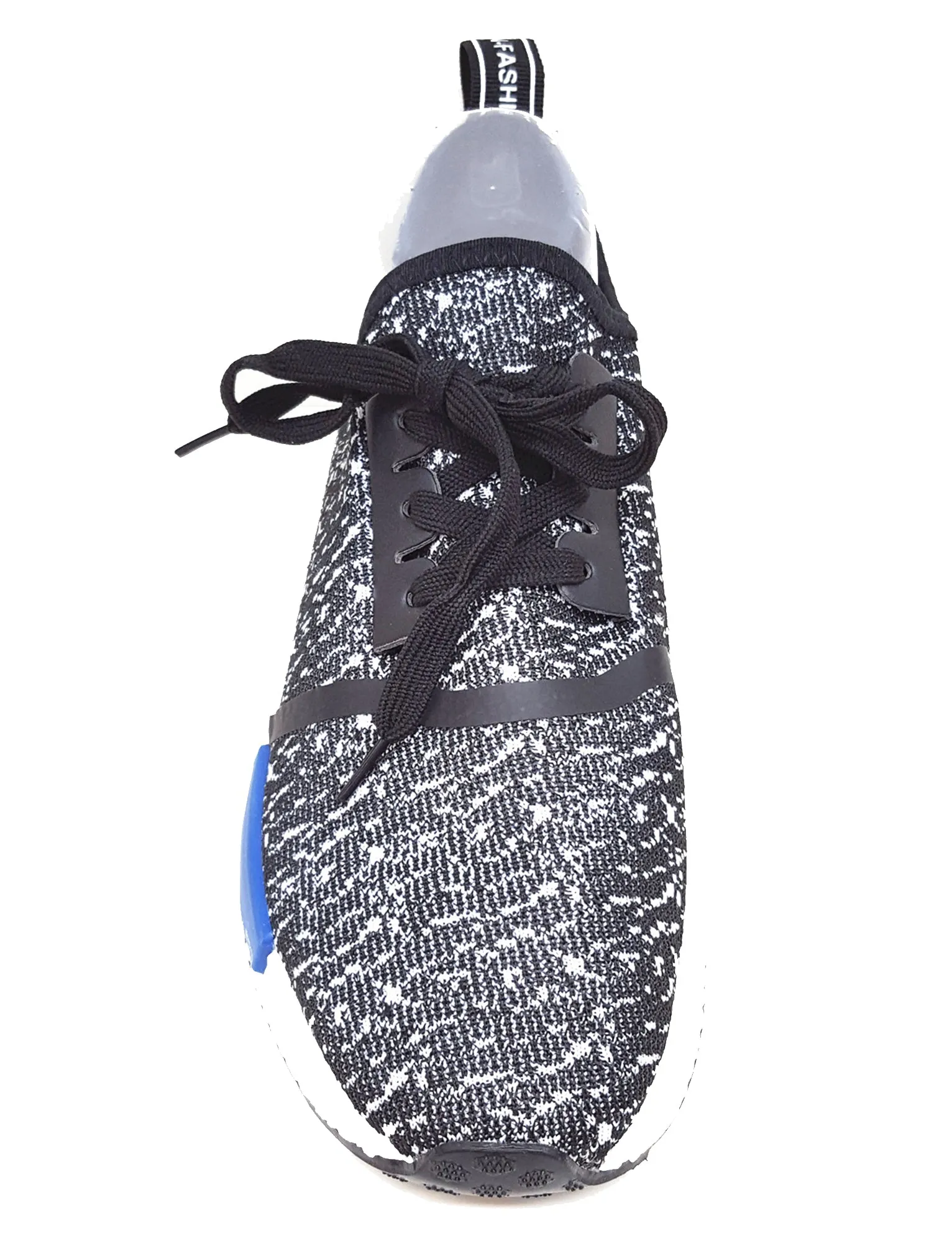 Mens Alec Lace Up Fashion Trainers in Black / White Print