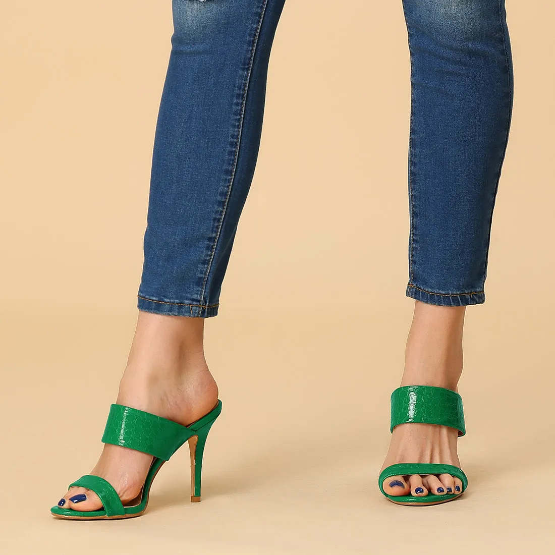 Open Toe Stiletto Heel Slide Sandals