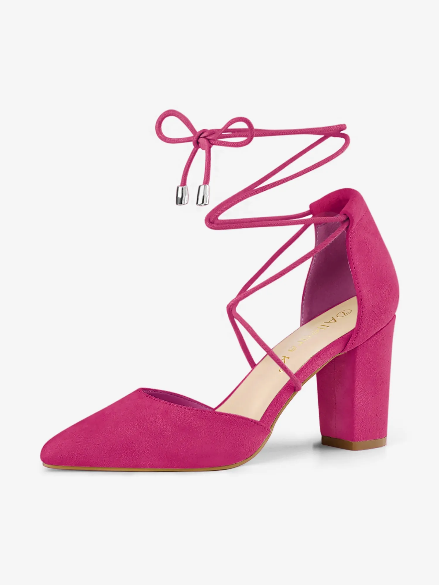 Pointed Toe Chunky Heel Lace Up Sandals Pumps