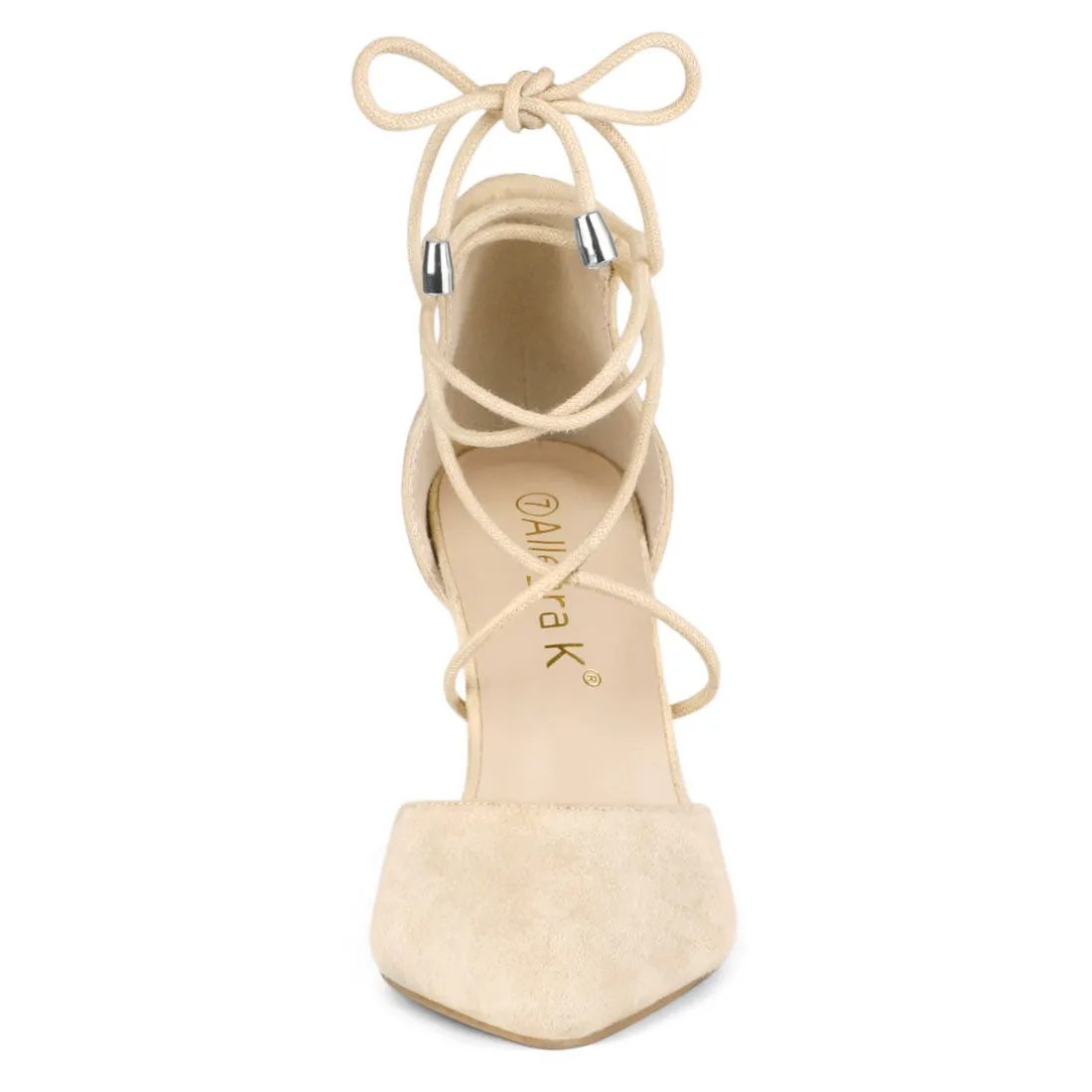 Pointed Toe Chunky Heel Lace Up Sandals Pumps