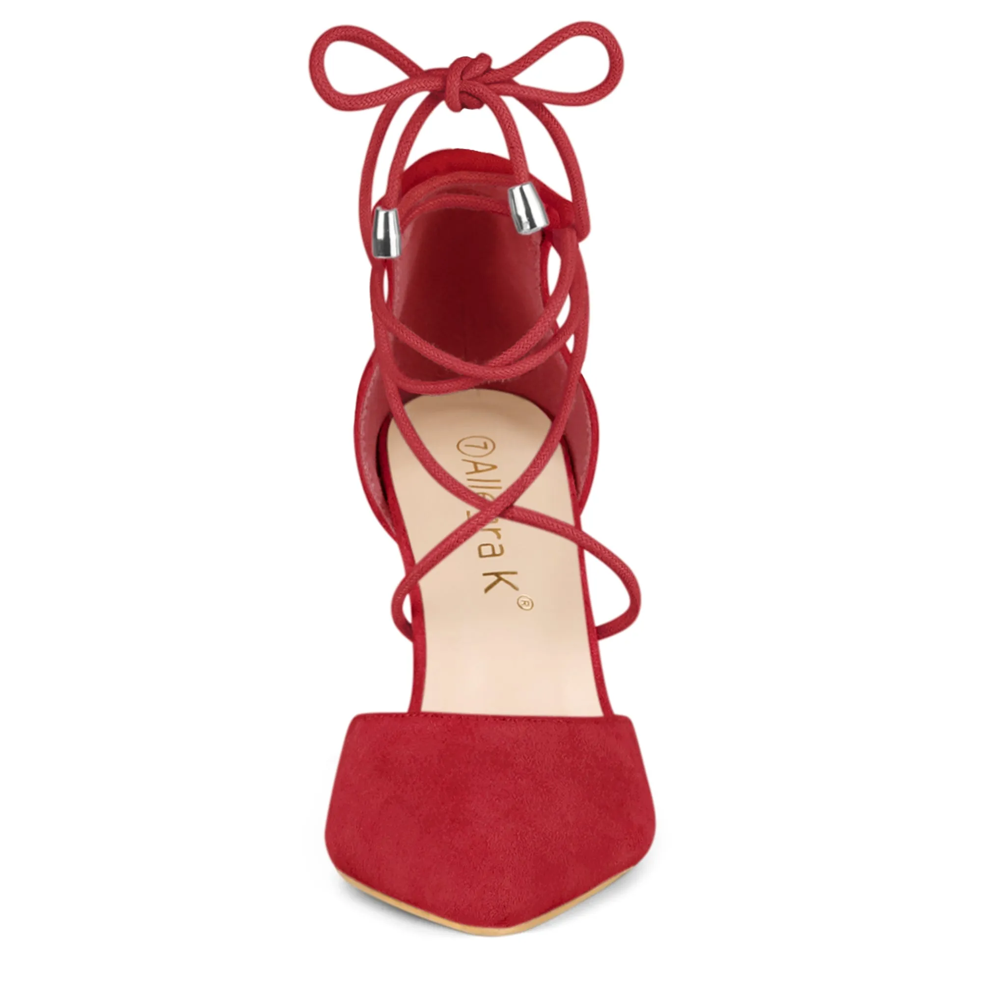 Pointed Toe Chunky Heel Lace Up Sandals Pumps