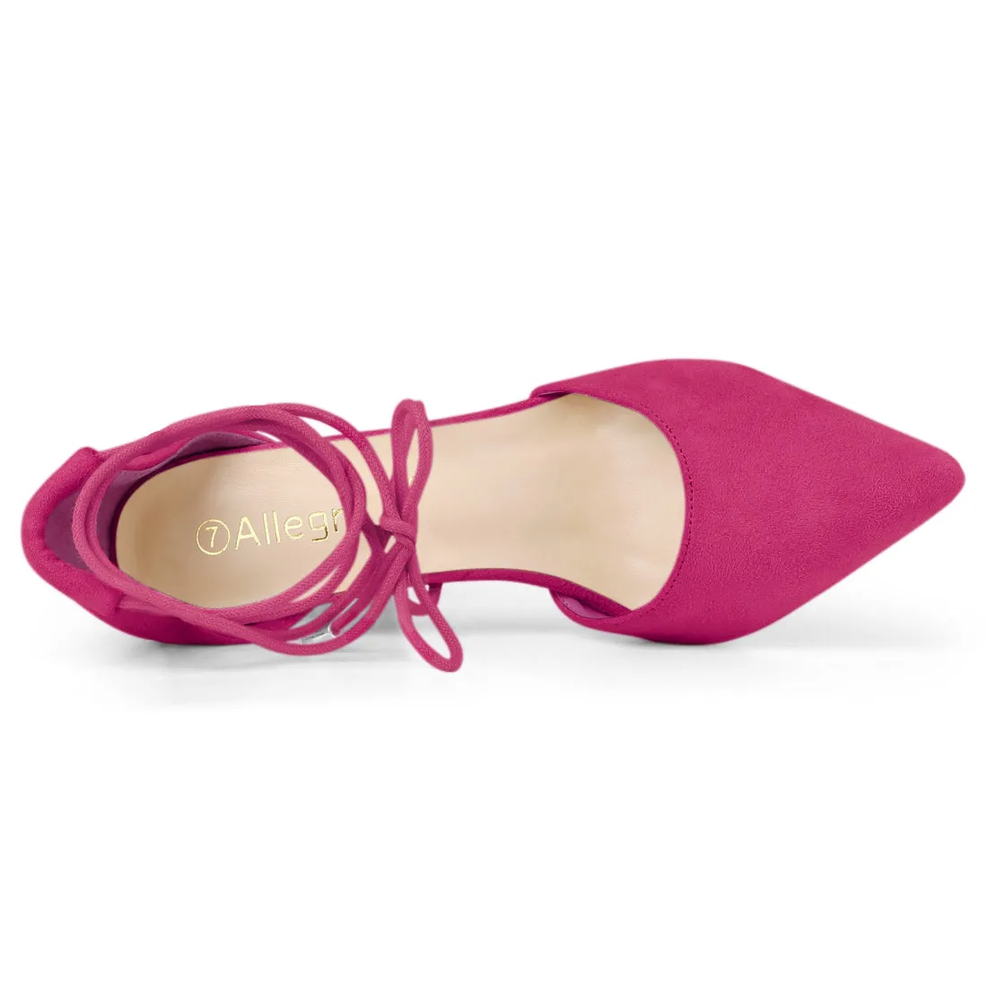 Pointed Toe Chunky Heel Lace Up Sandals Pumps