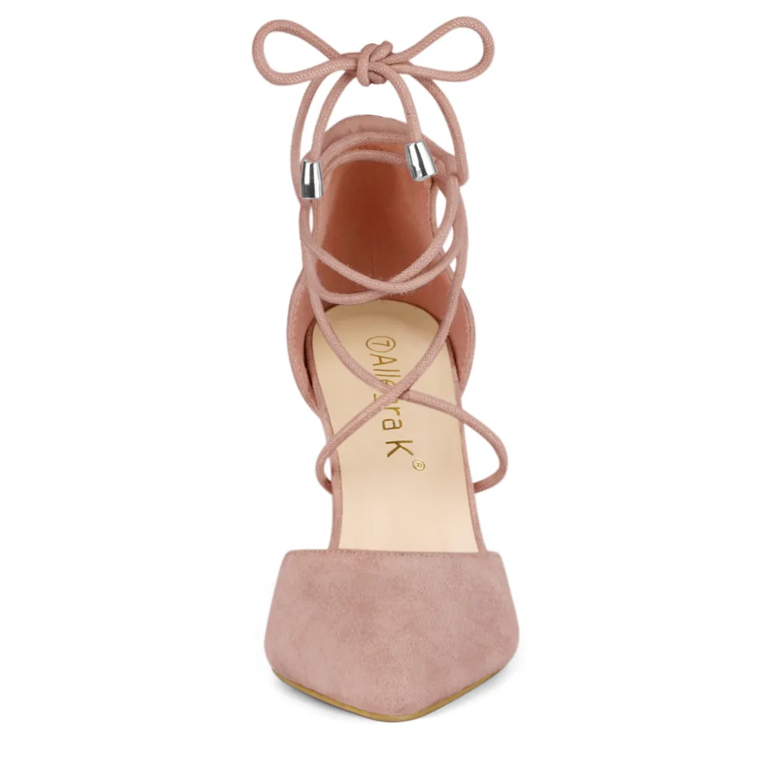 Pointed Toe Chunky Heel Lace Up Sandals Pumps