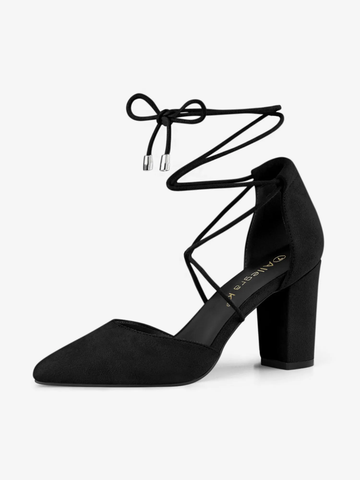 Pointed Toe Chunky Heel Lace Up Sandals Pumps