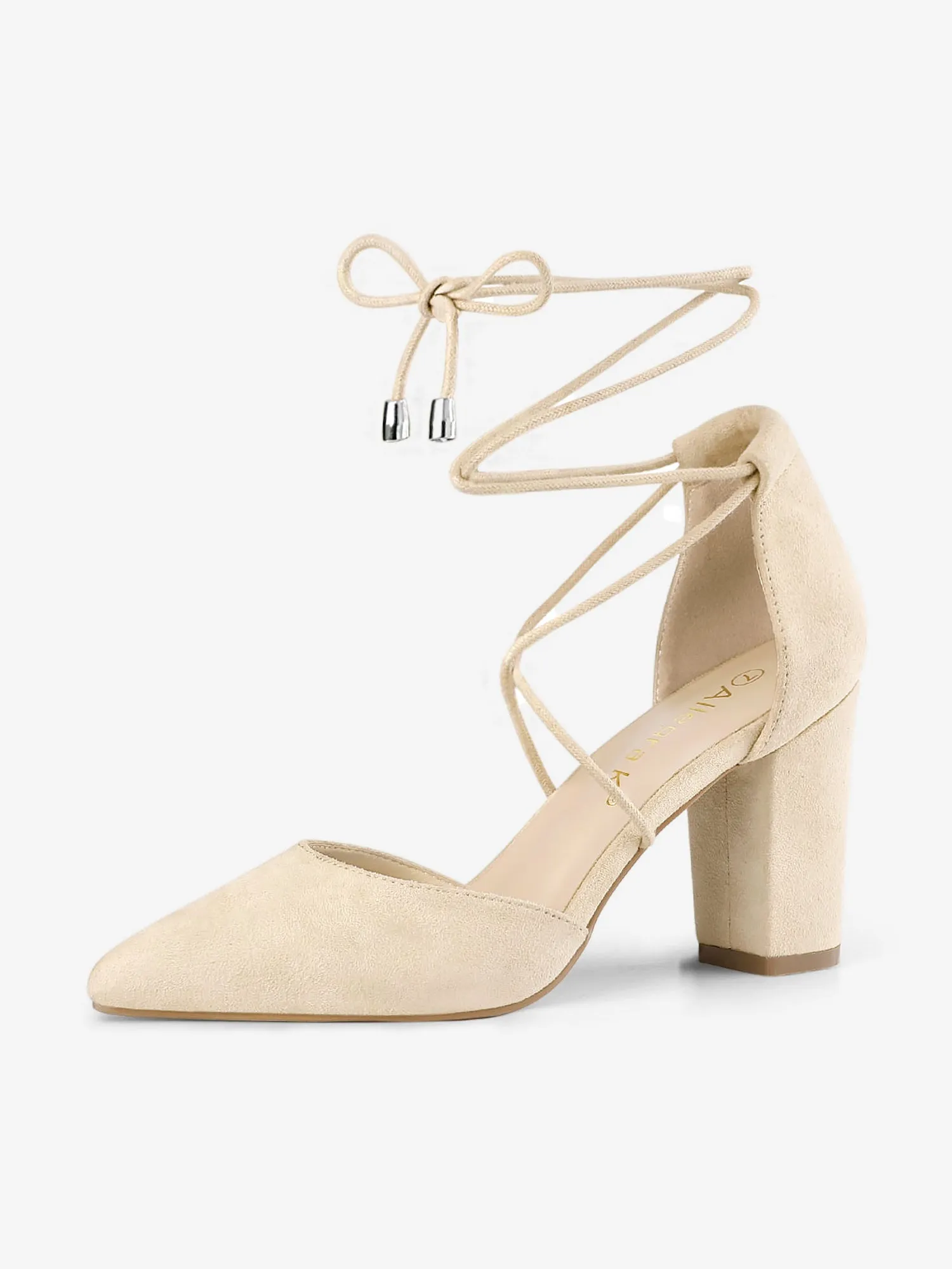Pointed Toe Chunky Heel Lace Up Sandals Pumps