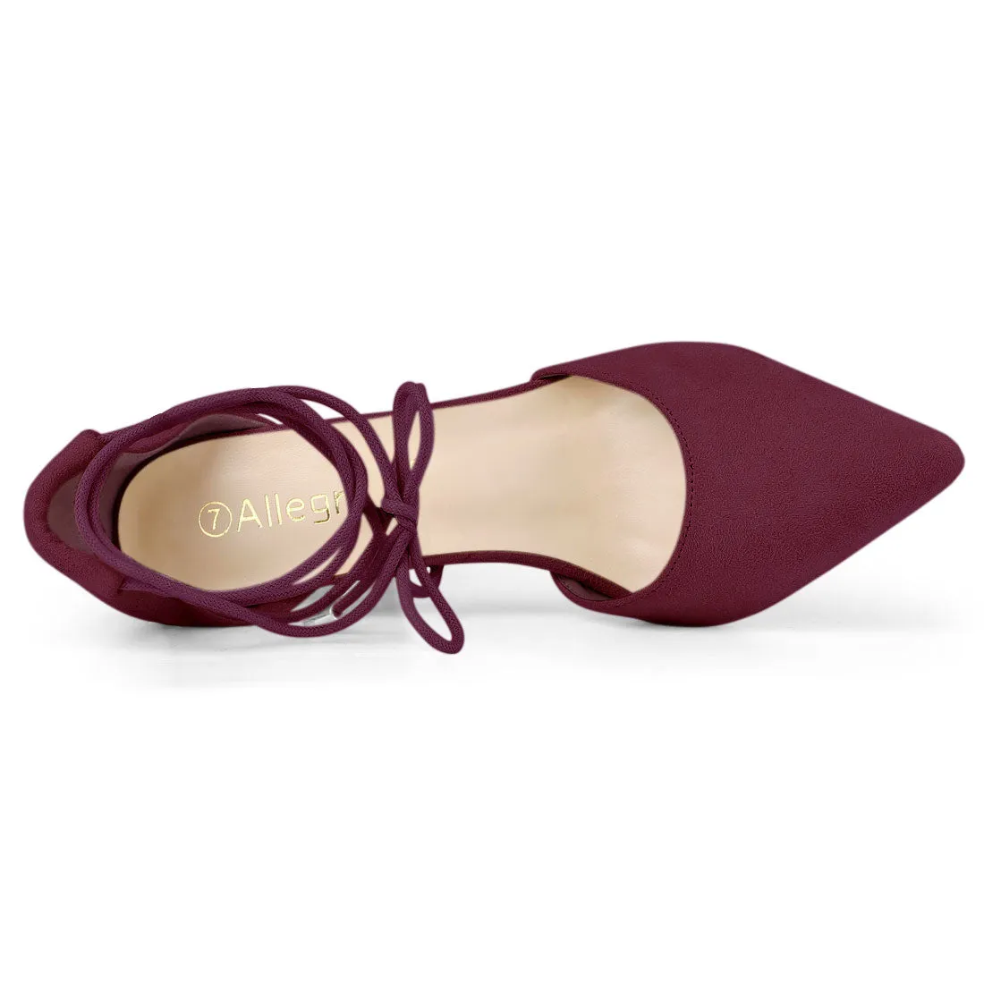 Pointed Toe Chunky Heel Lace Up Sandals Pumps
