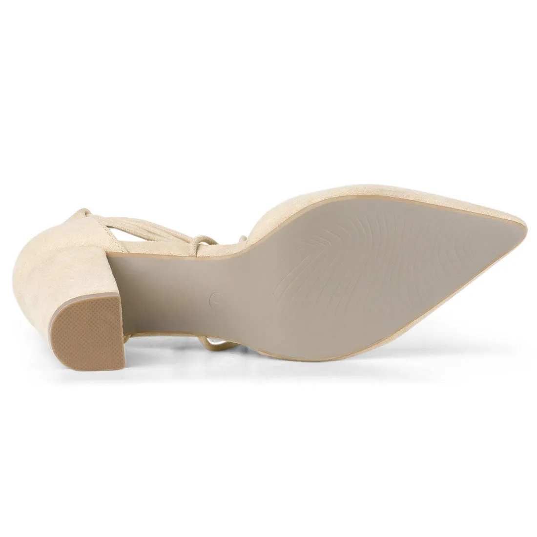 Pointed Toe Chunky Heel Lace Up Sandals Pumps