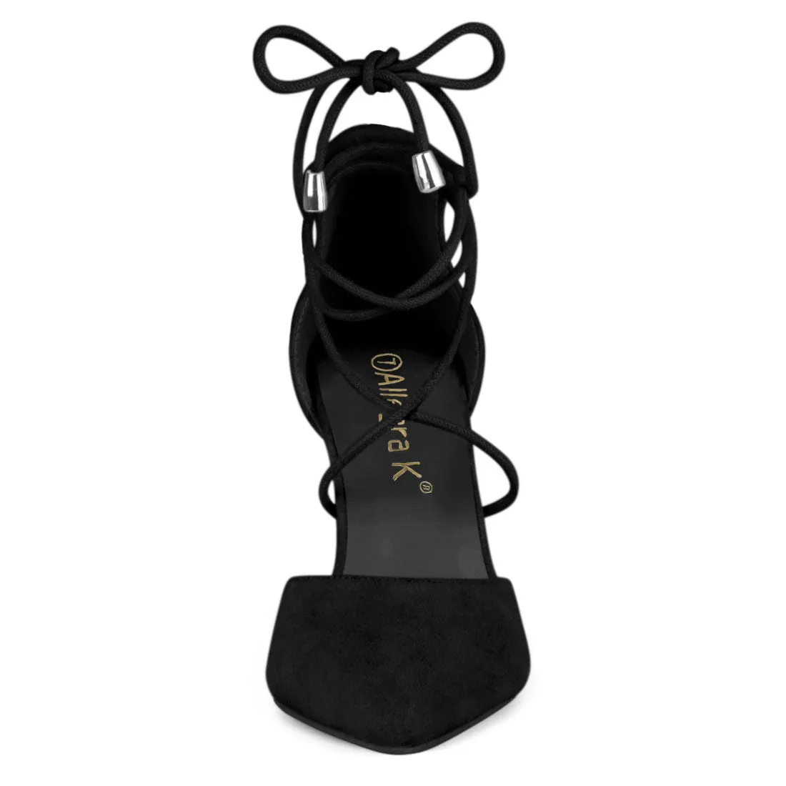 Pointed Toe Chunky Heel Lace Up Sandals Pumps