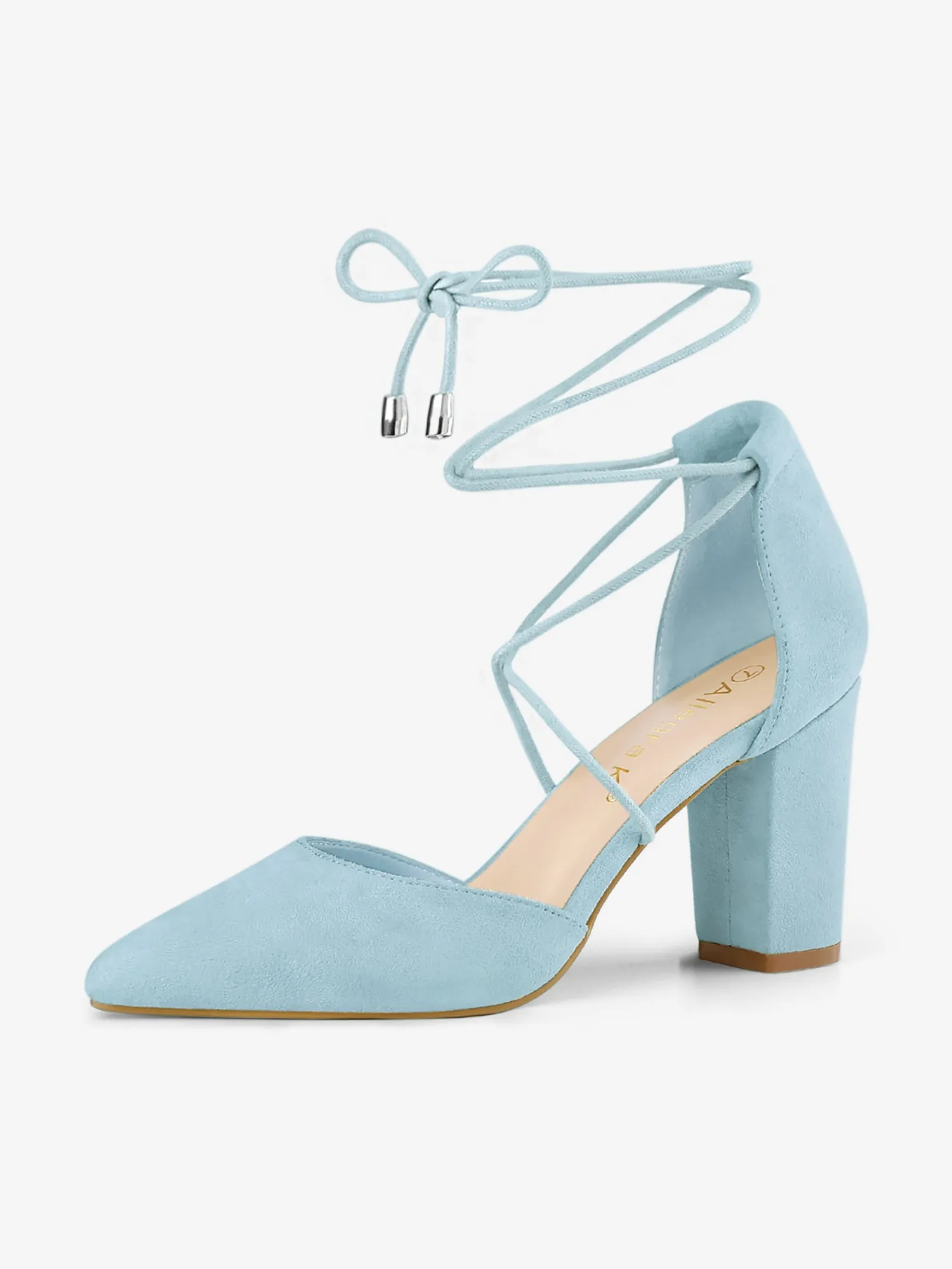 Pointed Toe Chunky Heel Lace Up Sandals Pumps