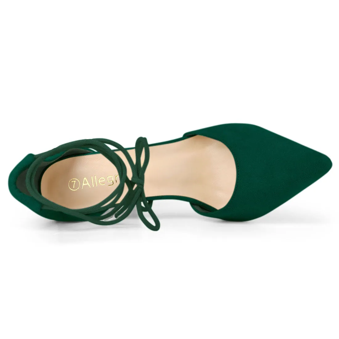 Pointed Toe Chunky Heel Lace Up Sandals Pumps