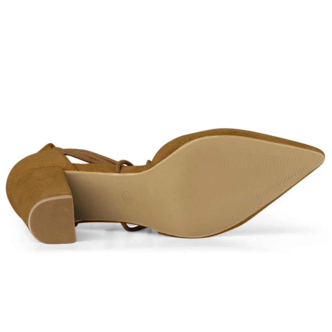 Pointed Toe Chunky Heel Lace Up Sandals Pumps