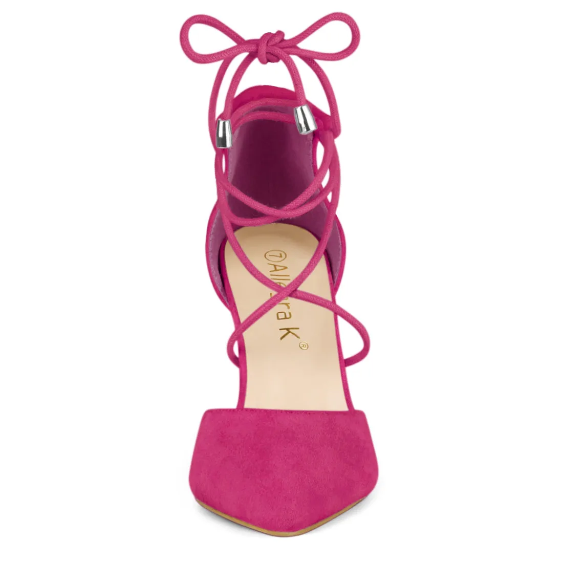 Pointed Toe Chunky Heel Lace Up Sandals Pumps