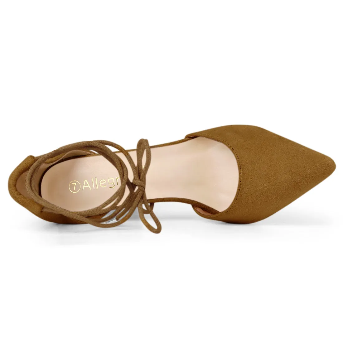 Pointed Toe Chunky Heel Lace Up Sandals Pumps