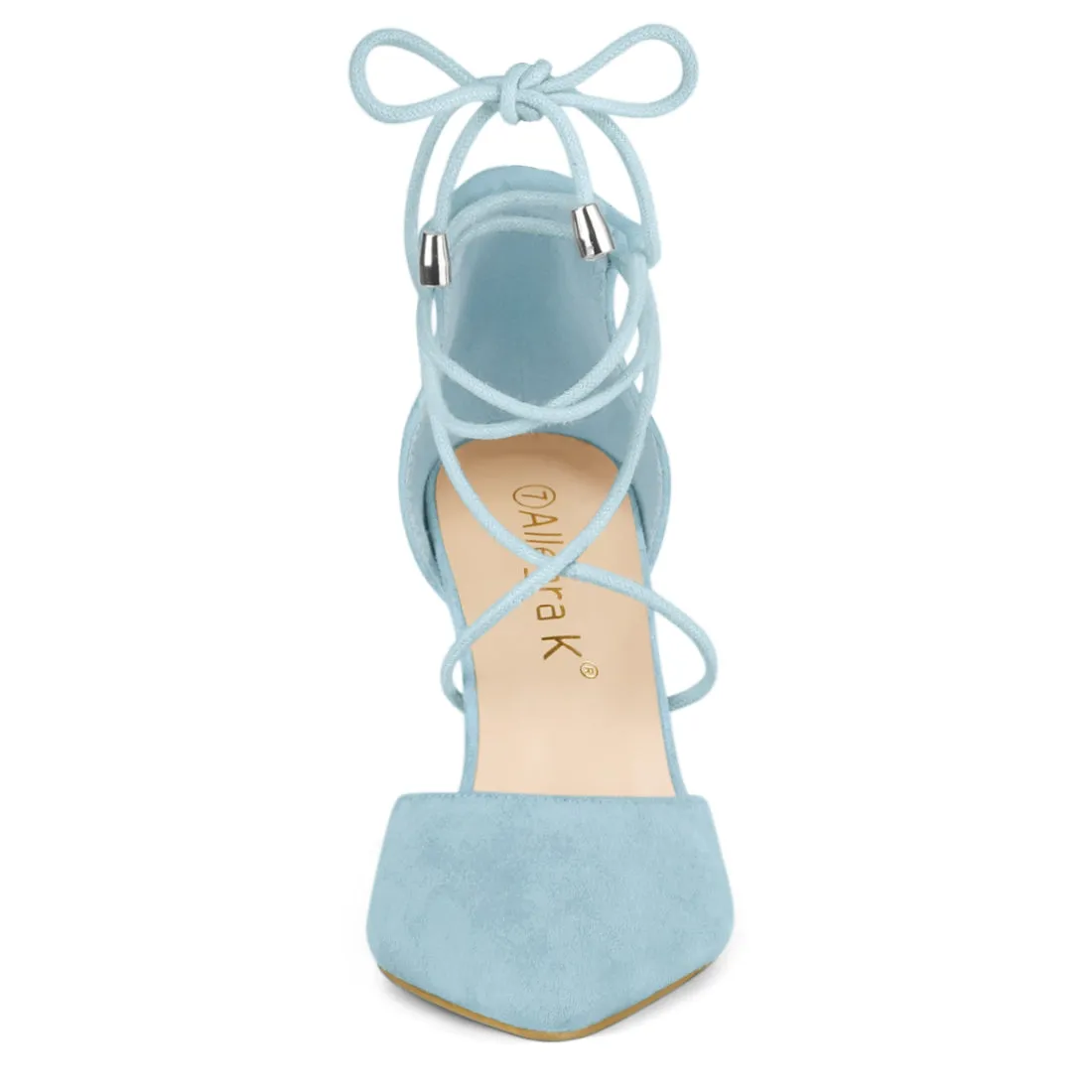 Pointed Toe Chunky Heel Lace Up Sandals Pumps