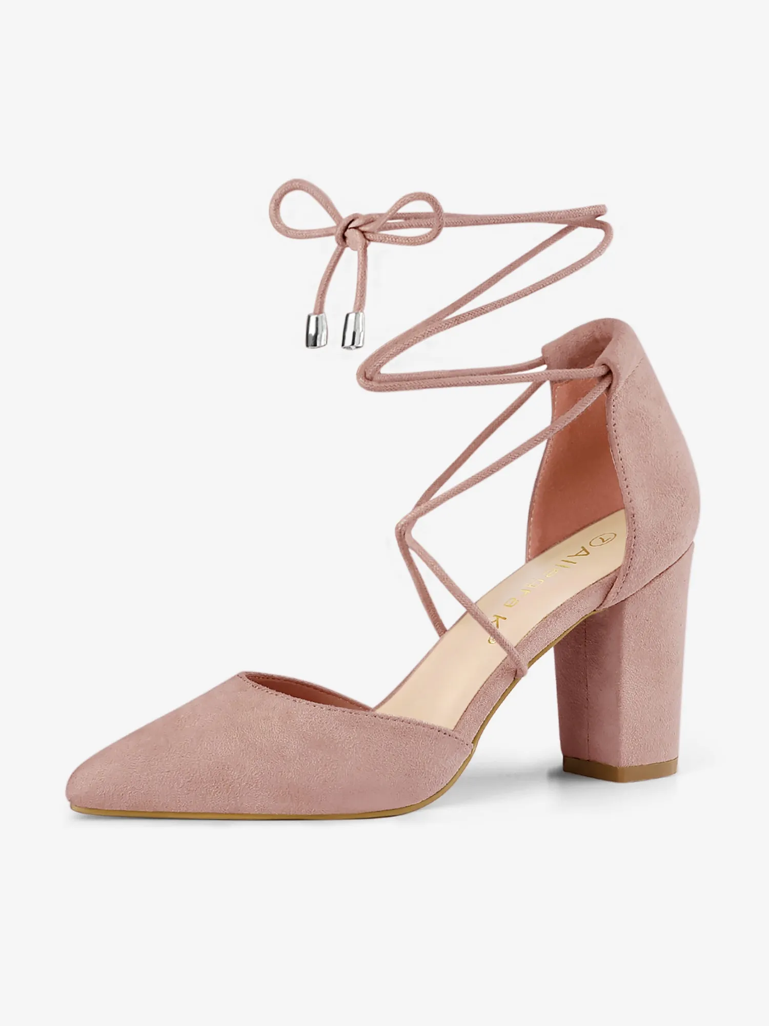 Pointed Toe Chunky Heel Lace Up Sandals Pumps