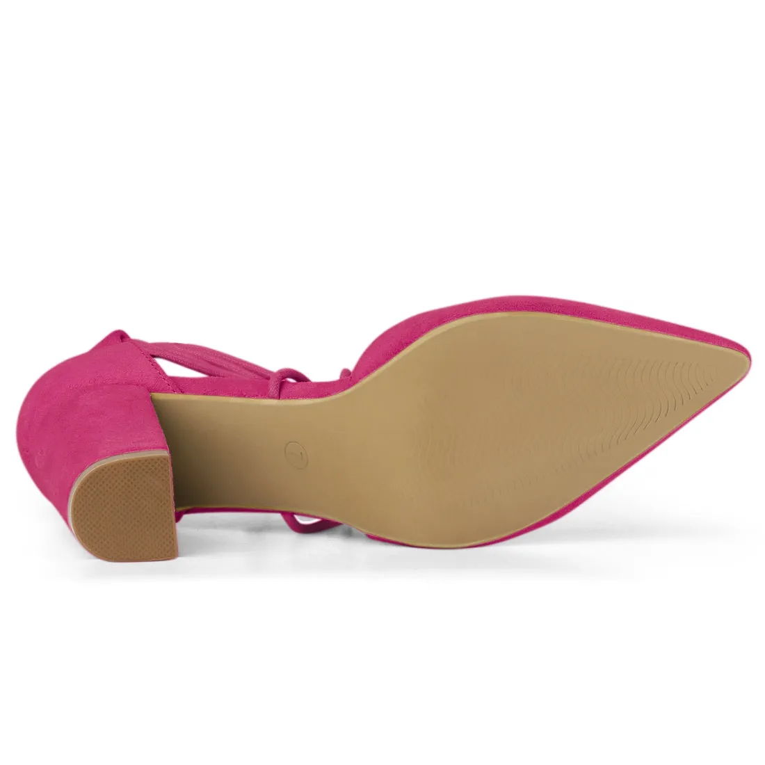 Pointed Toe Chunky Heel Lace Up Sandals Pumps