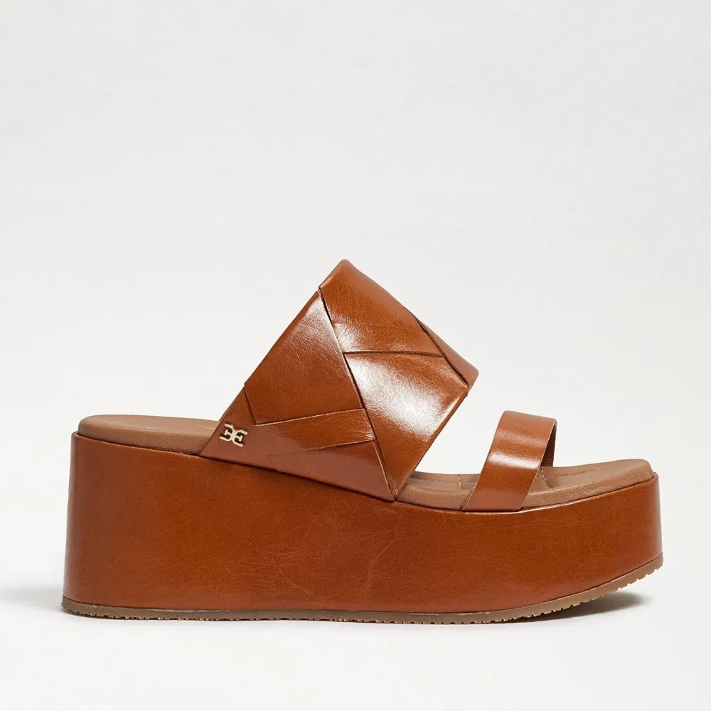 Sam Edelman Sasha Saddle Slip On Open Toe Strappy Wedge Heel Platforms Sandals