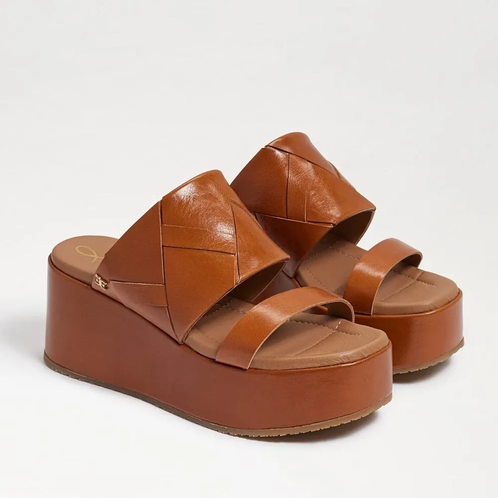 Sam Edelman Sasha Saddle Slip On Open Toe Strappy Wedge Heel Platforms Sandals
