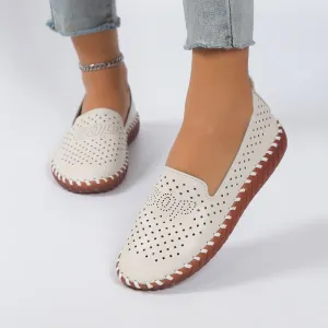 Summer Women Fashion Casual Shoes Leather Slip-on Flats Loafers Ladies Designer Sneakers Hollow Out Breathable Women's Moccasins