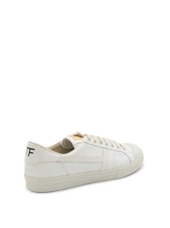 Tom Ford Mens White Leather Low Top Sneakers