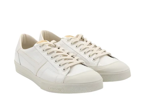 Tom Ford Mens White Leather Low Top Sneakers
