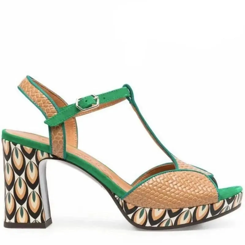 Trendy Leather Platform Square Sandals with Thick Heels