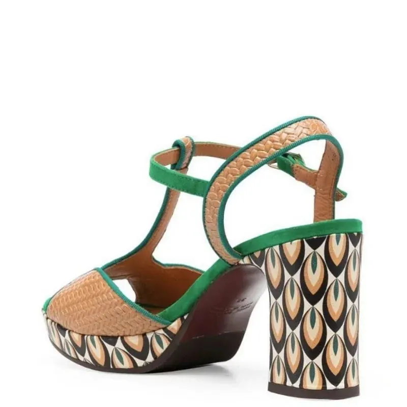 Trendy Leather Platform Square Sandals with Thick Heels